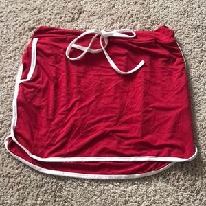 Red and white skirt.